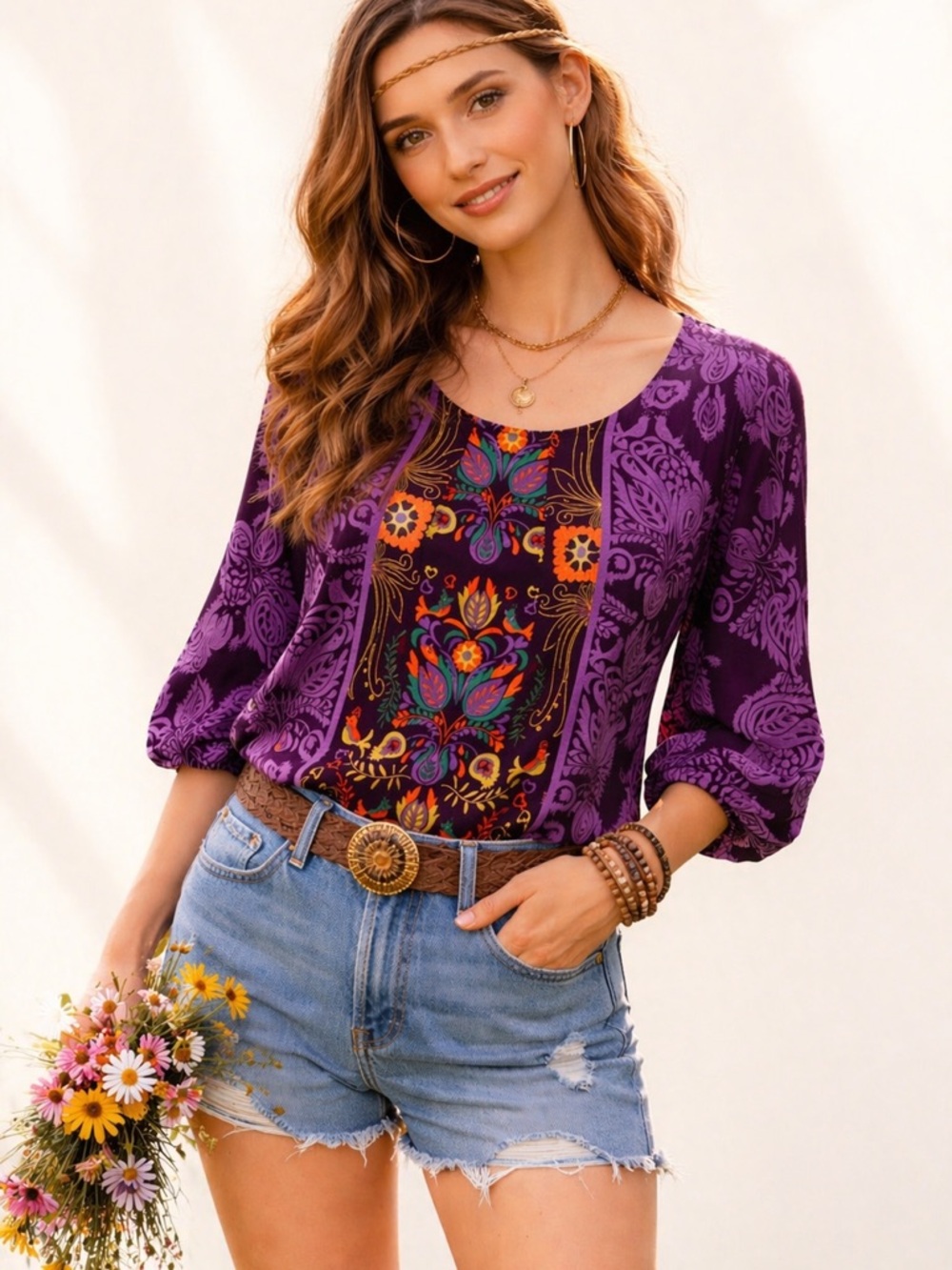 YUMI  Purple Lilac Blouse Size 6